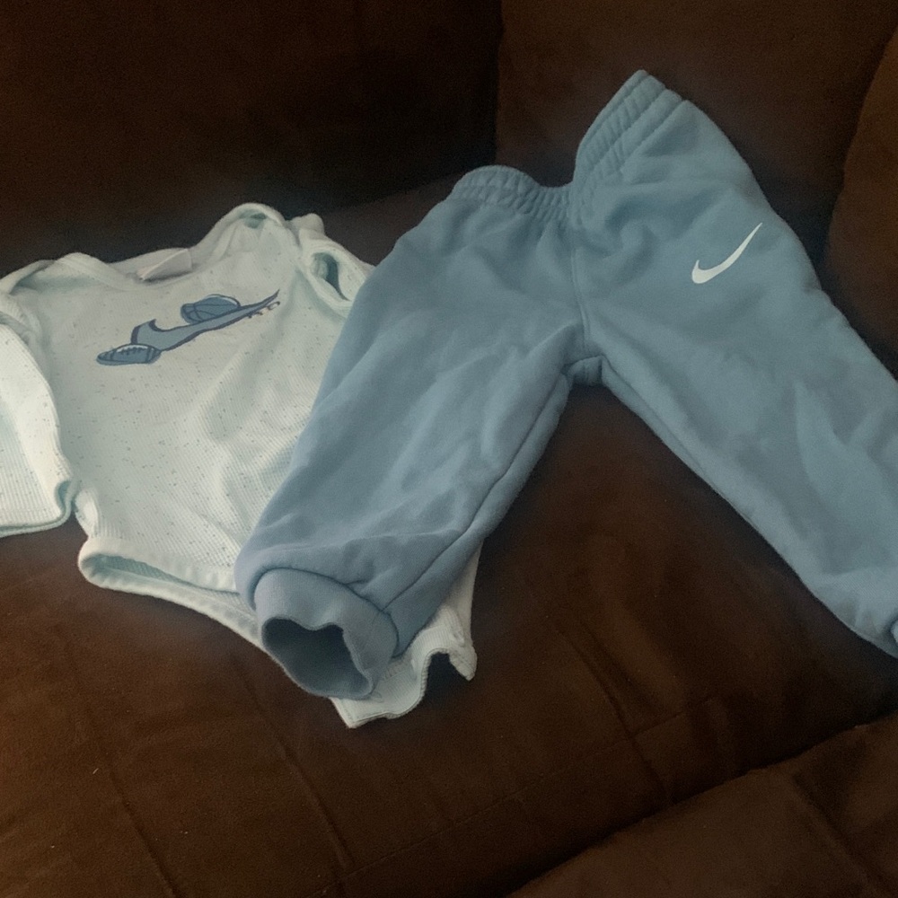 Nike Light Blue Airplane Print Baby Onesie with Pants